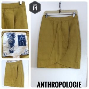 Anthropologie Mustard Mini Skirt